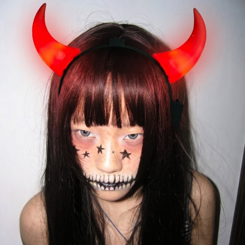 Diy Halloween Electronics - LED-Teufelshörner-Stirnband, leuchtendes rotes Dämonen-Haarband, Halloween-Cosplay-Party-Maskerade-Requisite, leuchtendes