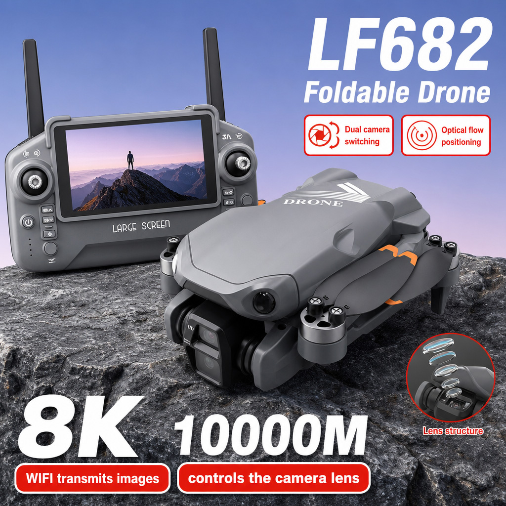 Diy Drone Electronics - Luftbild-Drohne LF682 mit 8K HD Dual-Kameras,
