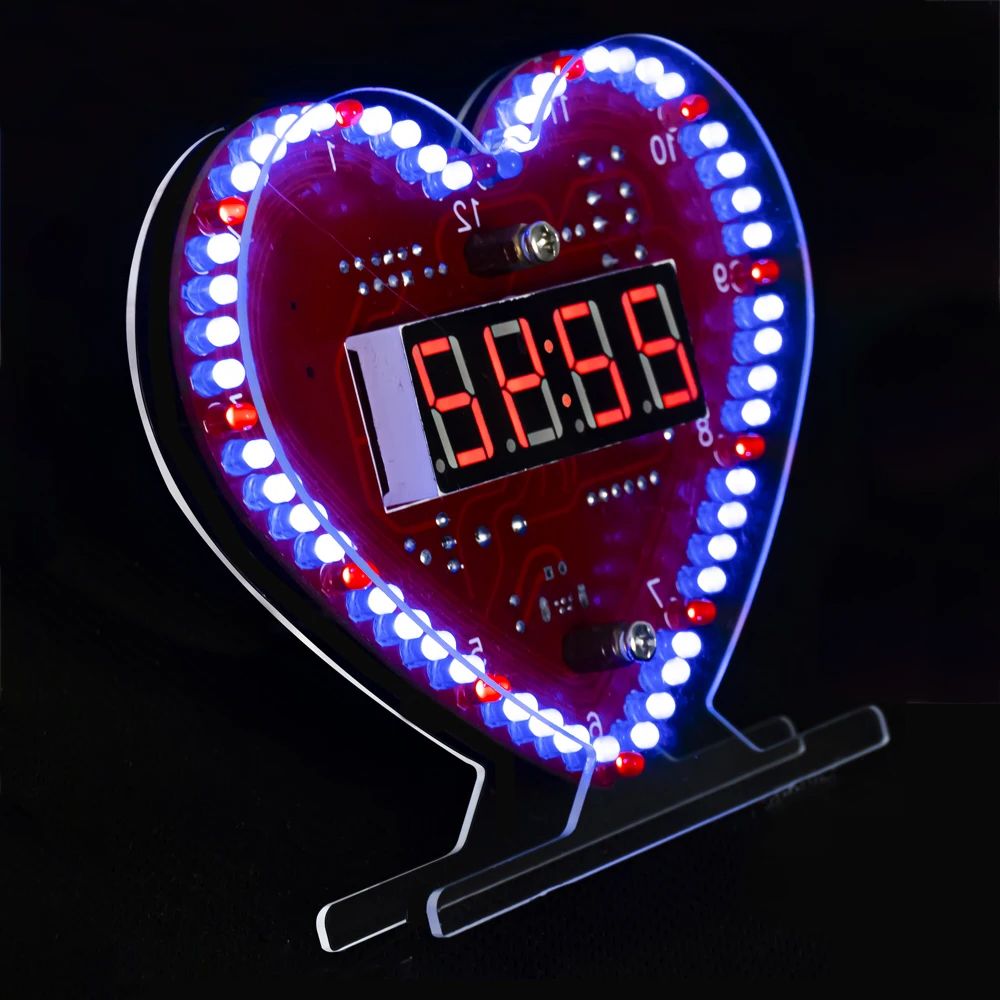 Diy Electronics Youtube - DIY Elektronisches Kit Multifunktions-Herzförmige LED-Uhr 4-stellige