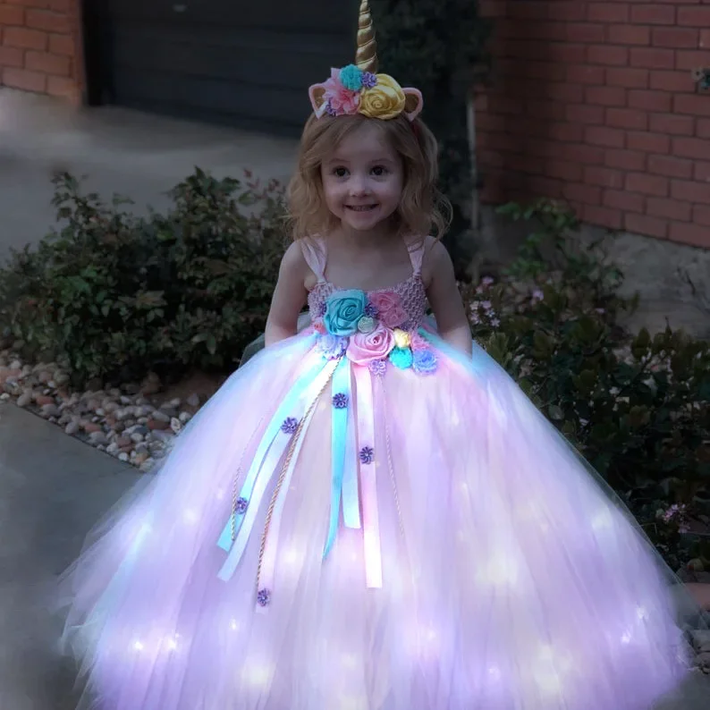 Mädchen Langes LED Einhorn Tut – Diy Halloween Electronics Bewertung und Preis