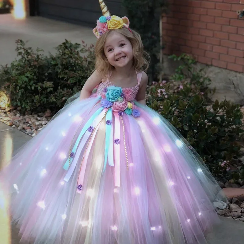 Mädchen Langes LED Einhorn Tut – Diy Halloween Electronics Bewertung und Preis
